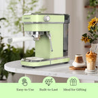 Laekerrt Espresso Machine 20 Bar Espresso Maker CMEP01 with Milk Frother Steam Wand, Professional Expresso Machine for Cappuccino and Latte (Stainless Steel, Green) Gift for Dad, Father, Coffee Lovers - Image 3