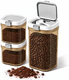 3 Pcs Airtight Coffee Canister Set, BPA-Free, 60.8 oz + 2 x 27 oz，Amber by Unknown