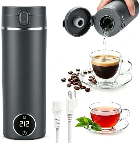 Travel Kettle,Portable Electric Kettle,Small Hot Water Boiler with 6 Temperature Settings,Mini Tea Coffee Kettle with 304 Stainless Steel and Fast Boiling Water and Boil Dry Protection,450ml (Grey) by Unknown
