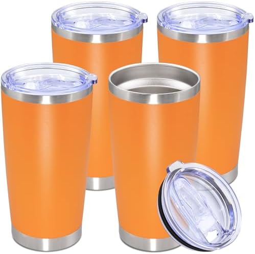 20oz Tumbler Stainless Steel Tumbler Coffee Tumbler with Lid Orange, 4P by AUWBON