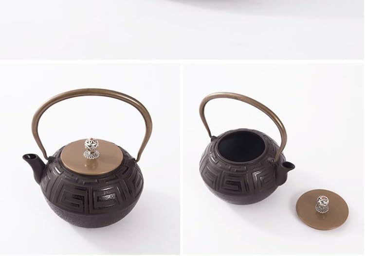 KYUSAR Japanese Cast Iron Teapot Chinese Teapot Handmade Uncoated Cast Iron Teapot Japanese Boiling Brewing Water Kettle Tea 1.2L/1200ML Chinese Tea Pot for Tea Tetsubin Tea Pot - Image 3