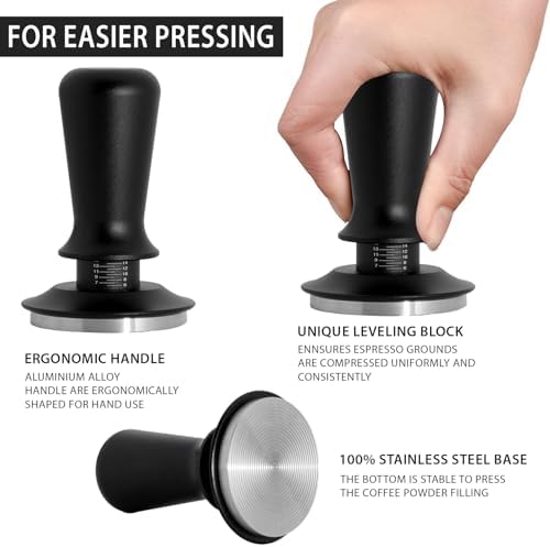 58mm Espresso Tamper, Professional Barista Coffee Tamper, Heavy-Duty Stainless-Steel Flat Base, Ergonomic Handle, Compatible with 58mm Portafilter, Coffee Accessory for Espresso lovers - Image 6
