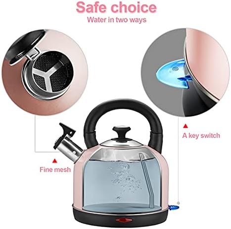 Electric Kettle Temperature Dash, YiiMO 2L Stainless Steel Hot Water Boiler with Thermometer for Tea Coffee 1200W, Auto Shut-Off Boil-Dry Protection BPA Free, Large Pink Retro Cute - Image 7