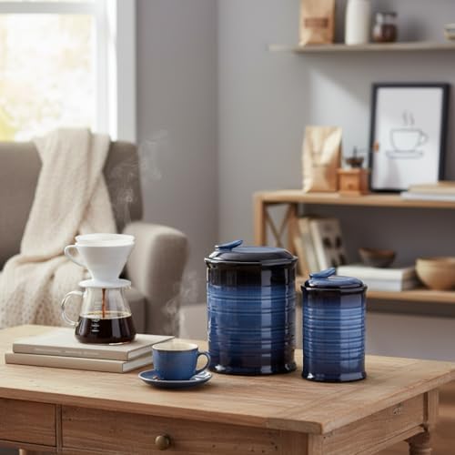 Nihow Food Storage Jar,Ceramic Canister Sets for The Kitchen,Set of 2,Blue - Image 4