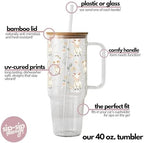 Sip-Sip Hooray! Smiling Goats 40oz Glass Tumbler with Lid and Straw - Image 6