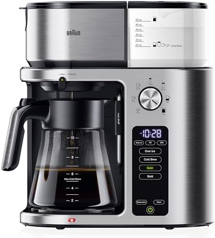 Braun MultiServe Plus 10-Cup Drip Coffee Maker - Hot & Cold Multi-Serve Brewer with Programmable Timer and Auto Start, Over Ice Function, Stainless Steel & Pod-Free Design, KF9270SI by Unknown