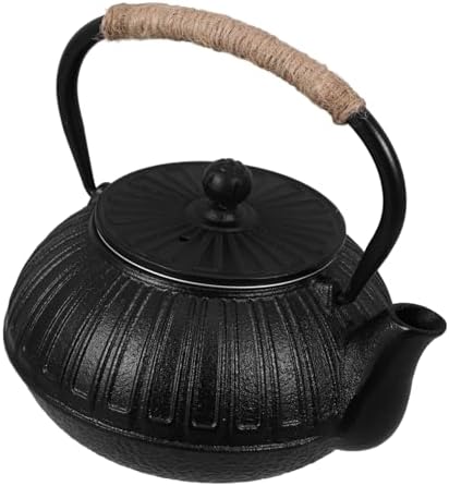 Japanese Cast Iron Teapot Kettle 600ml Black for Tea Brewing by Anneome