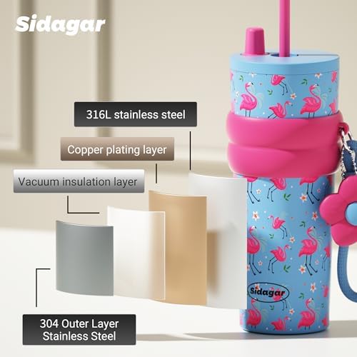 SDGA+ 24 oz Stainless Steel Tumbler with Lid and Straw, Insulated Water Bottle Leak Proof for Hot and Cold, Portable Travel Coffee Mug, Reusable Coffee Cup for Women, Flamingo Pink - Image 7
