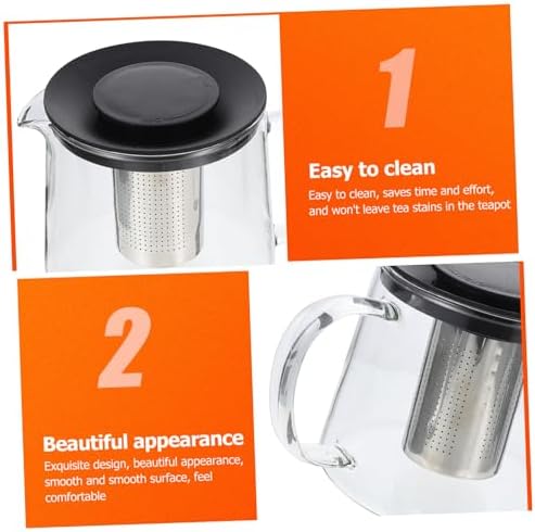 Alipis Glass Teapot with Removable Infuser Borosilicate Tea Kettle for Loose Leaf Brewing Ergonomic Handle for Home and Office Use - Image 5