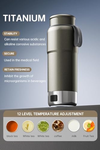 Pure Titanium Electric Travel Kettle, 0.52L Portable Water Boiler with 12 Temperature Controls, 100-240V Dual Voltage for Travel Office Hotel - Image 6