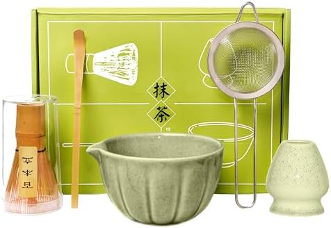Matcha Whisk Set Matcha Kit, Bamboo Whisk And Bowl With Spout, Holder, Scoop And Sifter by Zavuni