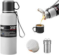 Upgrade 3in1 Water Bottles with Travel Mug Coffee Cup Cap, Tea Infuser,Carrying Loop,Thermal Wide Mouth Bottle, Vacuum Insulated 316 Stainless Steel Flask Leak Proof,BPA-Free (white, 1360ml) by Unknown