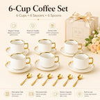 Ceramic Coffee Cup and Saucer Set, Set of 6 - Image 4