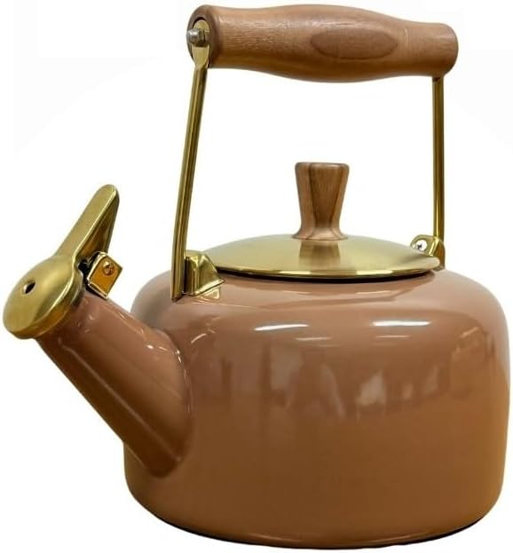 Chantal SVEN Enamel-on-Steel Whistling Teakettle with WALNUT Wood Handle and Knob, 1.4 quarts (Café Mocha) by Chantal