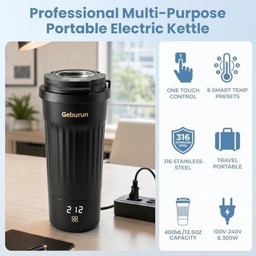 100-240V Travel Portable Electric Kettle 13.5oz 316SS 6 Temperature Control - Image 4