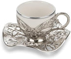 Alisveristime Busra Gold Rim Coffee Set with Coffee Pot, 2 Cups (Silver) - Image 6
