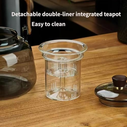 Glass Teapot,40.6oz/1200ml Large-capacity teapot,Dual-layer inner liner design,Suitable for scented tea and loose tea leaves - Image 4
