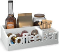 Coffee Bar Organizer Countertop, White Wood Coffee Station Caddy Tray,White by ADDFITHOUSE
