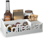Coffee Bar Organizer Countertop, White Wood Coffee Station Caddy Tray,White by ADDFITHOUSE
