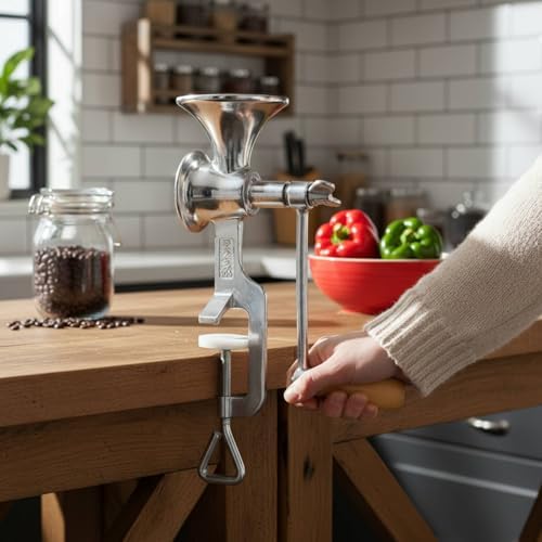 Generic Manual Coffee Grinder Coffee Mill Hand Crank Grinder Burr Grinder Bean Grinder Stainless Steel Body With Adjustable Clamp Stable On Countertops - Image 3