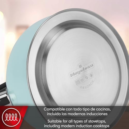 MAGEFESA Esmeralda Stainless Steel Whistling Tea Kettle, 2.9 Qts, Drip-Free Pouring System, Suitable for All Types of Stovetops Including Induction, Removable Lid for Easy Cleaning Teapot - Image 5