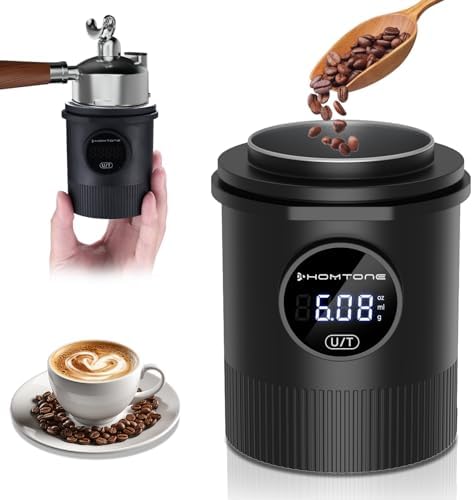 Homtone Coffee Dosing Cup with Scale, Rechargeable Espresso Scale, 0.05g Precision – Multi-Purpose for Espresso, Drip Coffee, French Press, Spices & More – Compatible with 58mm Portafilters (BLACK) by Homtone