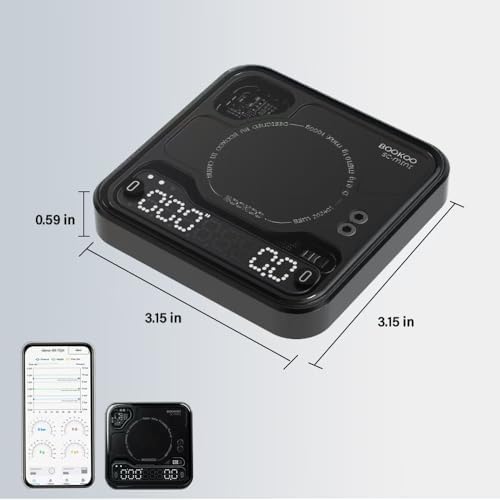BOOKOO Coffee Scale with Storage Bag Esprosse with Timer Mini Digtial Coffee Scale Rechargeable with Auto Mode Flow Rate Mode Scale for Coffee APP Bluetooth Connection Coffee Bean Scale - Image 6