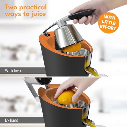 LEBENLANG Stainless Steel Electric Orange Juicer 200W I Incl. Stainless Steel Cone & BPA-Free | High Juice Yield for Oranges & Lemons | Electric Juicer Citrus Press Fruit Press - Image 5