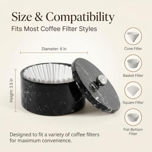Marble Coffee Filter Holder 6 inch Handmade Black - Image 7
