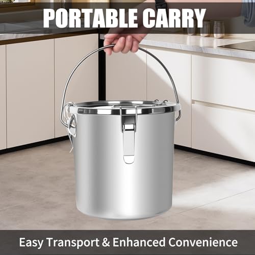 FULIYE 21L/5.6GAL and 34L/9GAL Stainless Steel Airtight Canister, Food Storage Canisters with Airtight Lid&Locking Clamp Rice Cereal Grain Canisters, Storager Bucket for Flour, Coffee Bean, Sugar - Image 3