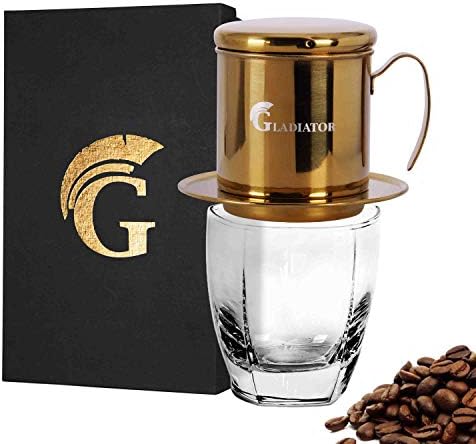 Vietnamese Coffee Maker Filter Phin, Small French Press Portable Cup, Single Serve Coffee Makers, Gift for coffee lovers (Gold, 1) - Image 2