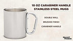 DISCOUNT PROMOS Stainless Steel Mugs with Carabiner Handle 10 oz. Set of 10, Bulk Pack - Perfect for Coffee, Soda, Other Hot & Cold Beverages - Silver - Image 3