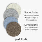Graf Lantz - Bierfilzl Merino Wool Round Coasters Set of 4 - Cobblestone (4" Circles) - Absorbs 30% of Weight - German Wool - Heat Resistant, Sustainable, & Reusable - Home Decor & Coffee Table Decor - Image 4