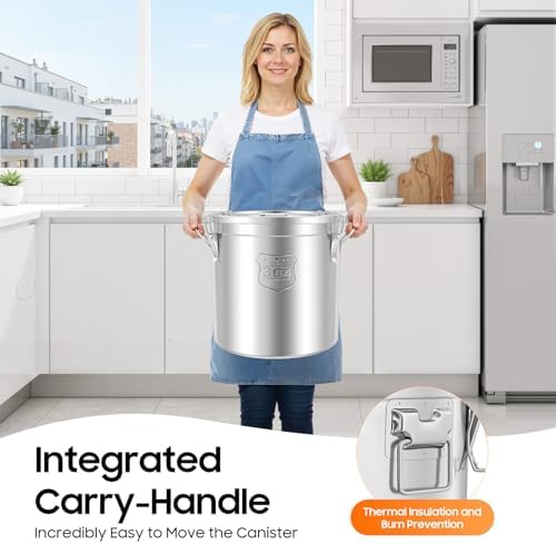 48L Stainless Steel Containers With Lid & Silicone Sealing Ring, Food Storage Container Airtight Canister Storage Bucket for Rice Flour Grain Coffee Bean (48L) - Image 5