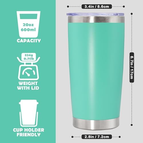 20oz Tumbler Stainless Steel Tumbler Coffee Tumbler with Lid Light Blue, 4P - Image 4