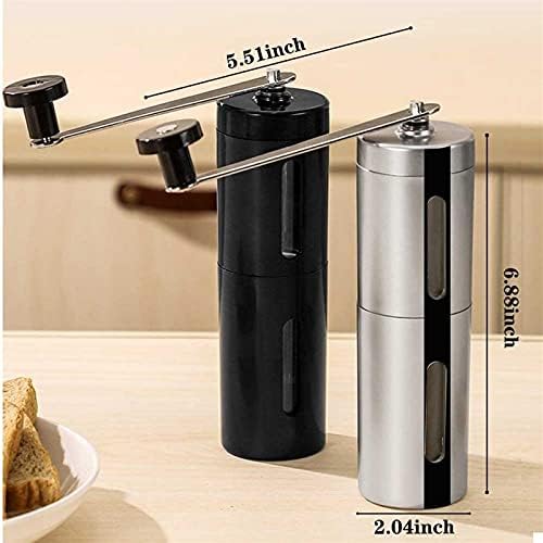 Manual Glass Coffee Bean Grinder,Premium Stainless Steel Hand Held Mill,Ceramic Burr Grinder,Adjustable Coarseness Compact Crank for Home,Office and Travelling (Color : Silver) - Image 2