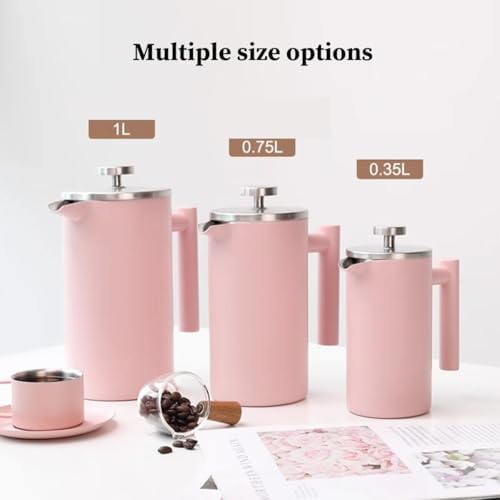 French Press Coffee Maker Double Wall Insulated French Coffee Press Stainless Steel With 3-Level Filter System, Brewed Coffee Pot For Camping(/White,350ml) - Image 3
