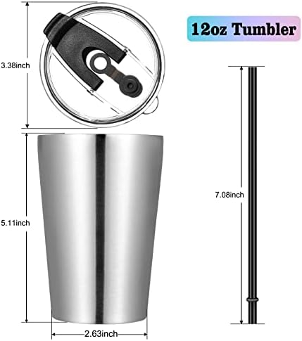 VEGOND 12oz Tumbler Stainless Steel Tumbler bulk Vacuum Insulated Double Wall Travel Tumbler with Lid and Straw Reusable Tumbler, Stainless 6 Pack - Image 4