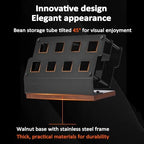 Coffee Bean Storage Container, Clear Airtight Coffee Canisters, Walnut Wood Base, Single Tube Capacity 18-20g, with 6 Storage Tubes/2 Funnels, for Kitchen & Coffee Bar - Image 2