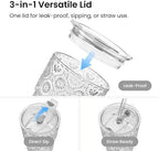 INSETLAN Iced Coffee Cups with Lids and Straws, 13 oz Glass Tumbler - Image 4