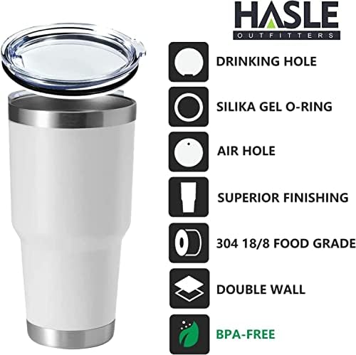 HASLE OUTFITTERS 30oz Stainless Steel Tumbler, Double Wall Vacuum Insulated Travel Mug Tumbler, Durable Insulated Coffee Mug, Gift Box Set (White, 12) - Image 2