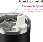 20oz Hygienic Insulated Tumbler — 100% Leakproof Lid with Removable Spout & Straw, Reinforced Vacuum-Protection Base, Cup Holder Friendly, for Iced Coffee, Smoothie/Water on the Go - Black - Image 4