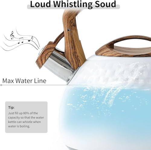 Stovetop Teapot For Home And Restaurant Tea Kettle Whistling For Stove Top Food Grade Stainless Steel Pot With Wood Handle(A) - Image 3