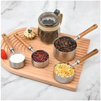 Wooden Handle Stainless Steel Measuring Cup & Spoon - Image 3