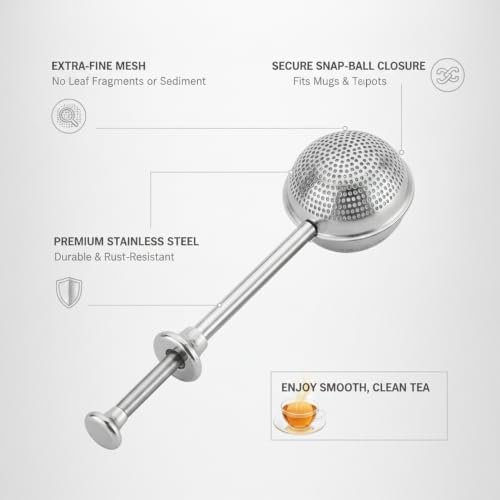 Stainless Steel Tea Infuser Ball with Fine Mesh, Snap-Lock Closure for Loose Leaf Tea in Mugs & Teapots (1 Count) - Image 5