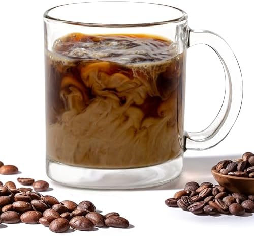 Vikko 10.75 Ounce Clear Glass Coffee Mugs - Set of 12, Microwave and Dishwasher Safe by Vikko