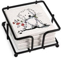 CafePress Coton De Tulear Gardener Tumbled Stone - Set of 4 Coasters Set of 4 w/holder by CafePress