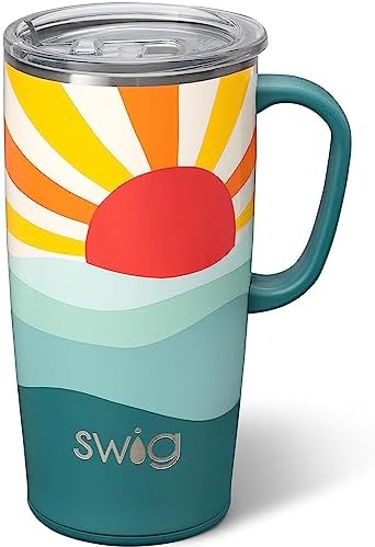 Swig Life 22oz Insulated Travel Mug with Handle & Lid, Sun Dance by SwigLife