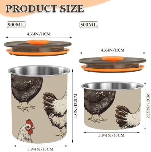 Stainless Steel Jar, Rooster Chicken (002) Food Storage Container with Lid, Sealed and Moisture-Proof, Suitable for Coffee Beans, Nuts and Candies, 17 oz - Image 3