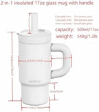 DEDEYA17oz Glass Lined Tumbler with Straw for Hot & Cold Drinks(Purple) - Image 3